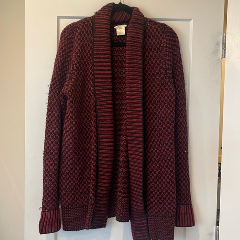 Cozy Cardigan- Garnet and Black
